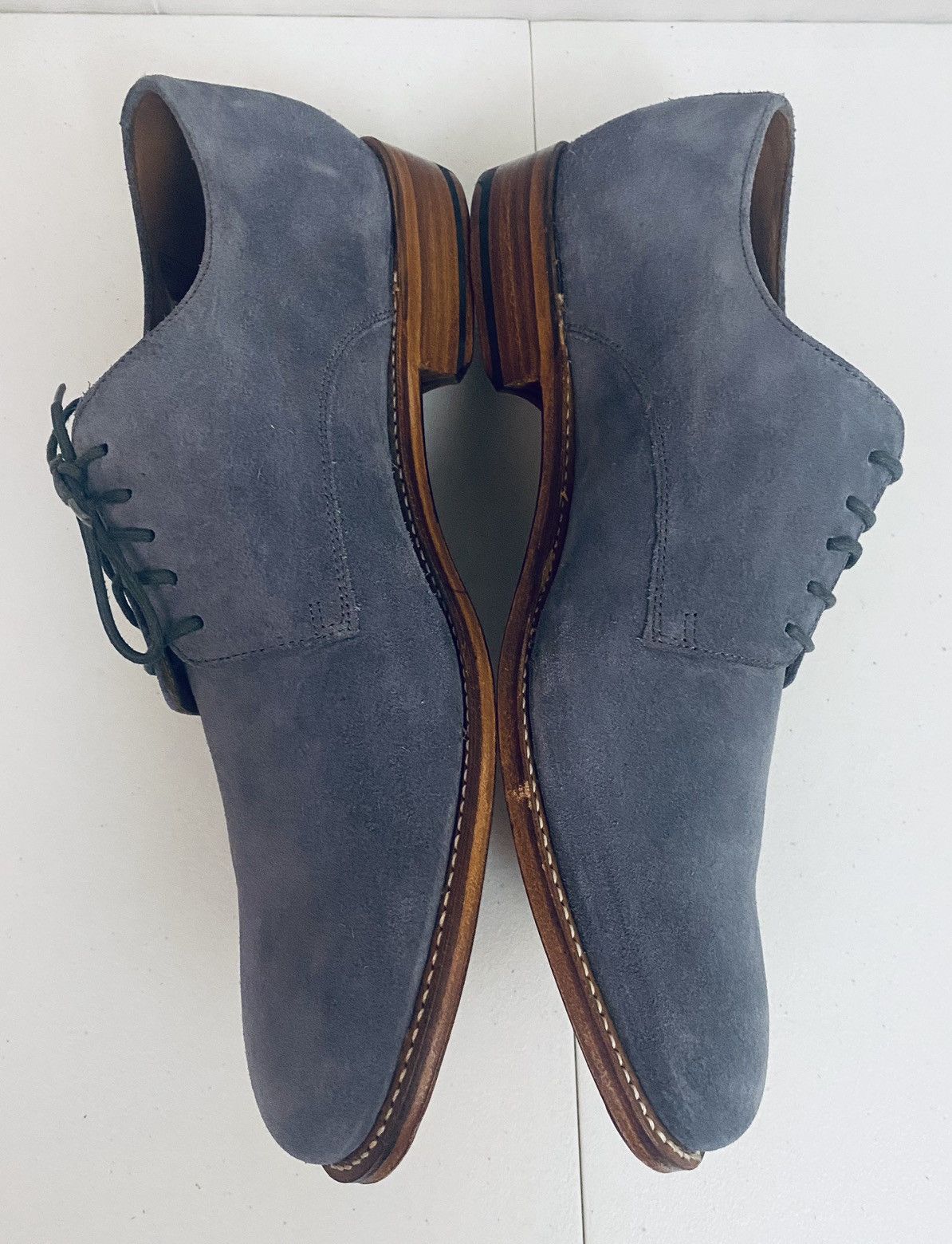 Grenson Grenson 🏴󠁧󠁢󠁥󠁮󠁧󠁿 Blue Suede Leather Burnished Finnegan Derby 10 NIB Size US 10 / EU 43 - 7 Thumbnail