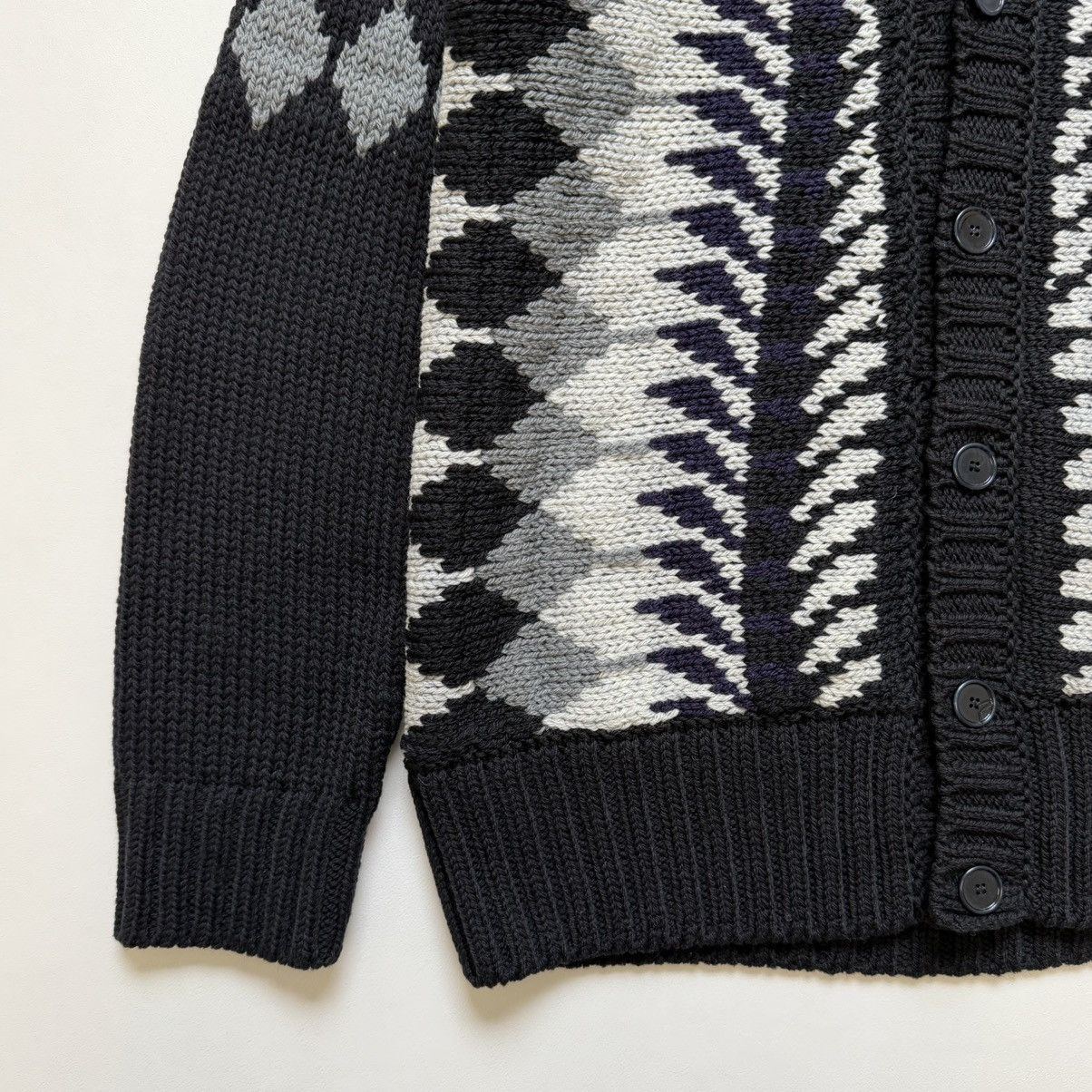 Dries Van Noten ‘Abstract Patterned’ Black Wool Cardigan Size US M / EU 48-50 / 2 - 10 Thumbnail
