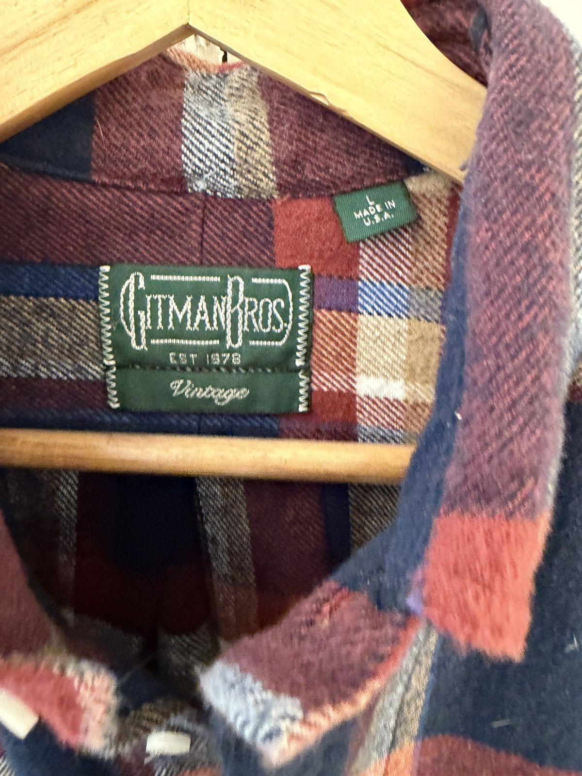 Gitman Bros. Vintage BRUSHED MADRAS RED/NAVY Size US L / EU 52-54 / 3 - 2 Thumbnail