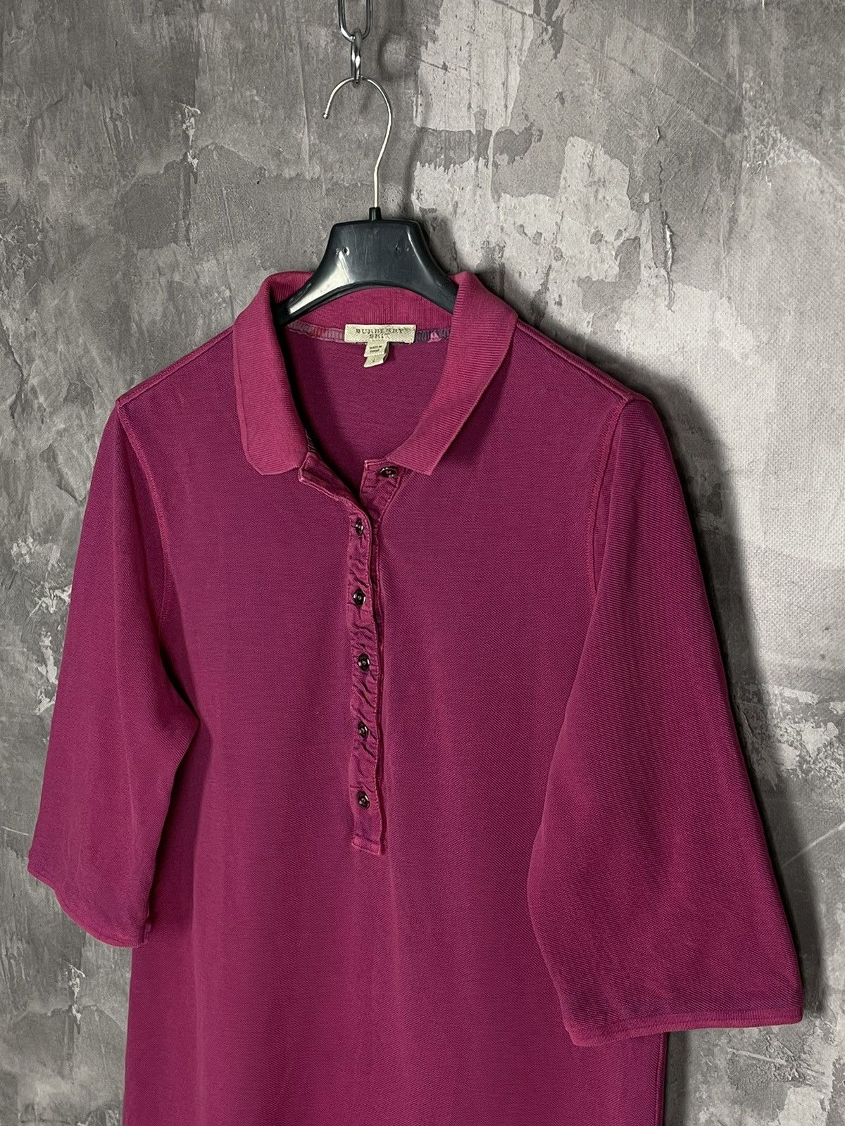 Burberry Burberry Brit Very Rare Y2K Purple Long Sleeve Polo T shirt Size L / US 10 / IT 46 - 8 Thumbnail