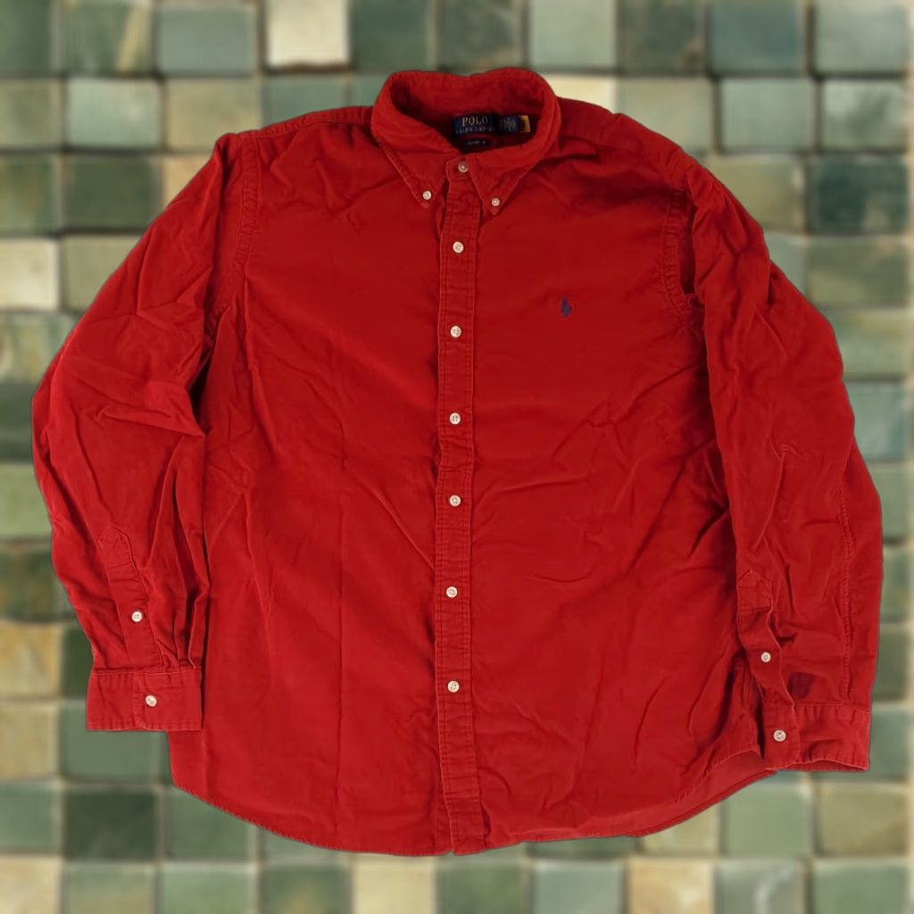 Polo Ralph Lauren Polo Ralph Lauren Shirt Button Down Corduroy Red Long Sleeve Mens XL Size US XL / EU 56 / 4 - 1 Thumbnail