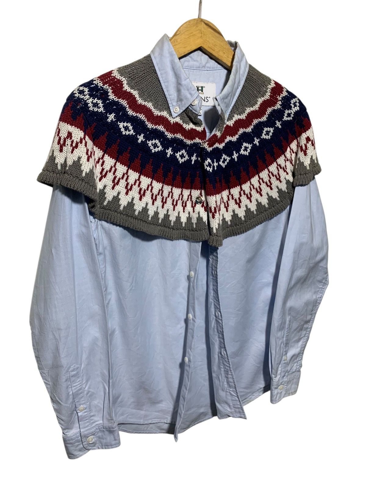 14th Addiction HBNS Japan hybrid knit cape on button down shirt Size US M / EU 48-50 / 2 - 2 Thumbnail