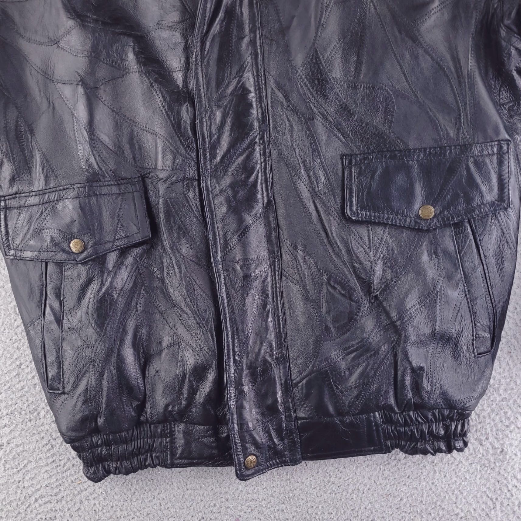 Vintage Roadpro Leather jacket Mens XL Black Real Genuine Pigskin Patchwork Bomber Jacket Size US XL / EU 56 / 4 - 2 Thumbnail