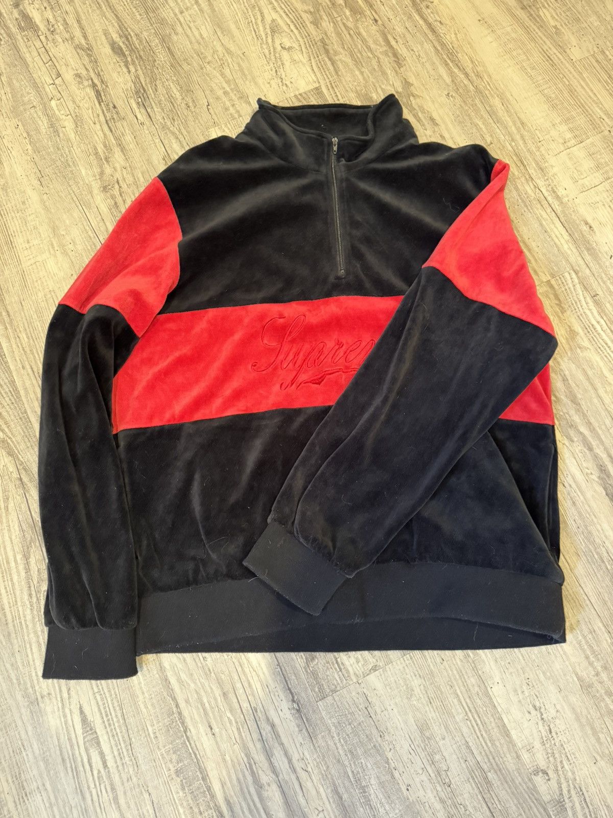 Supreme Supreme fw17 velour half zip sweatshirt Size US L / EU 52-54 / 3 - 1 Thumbnail