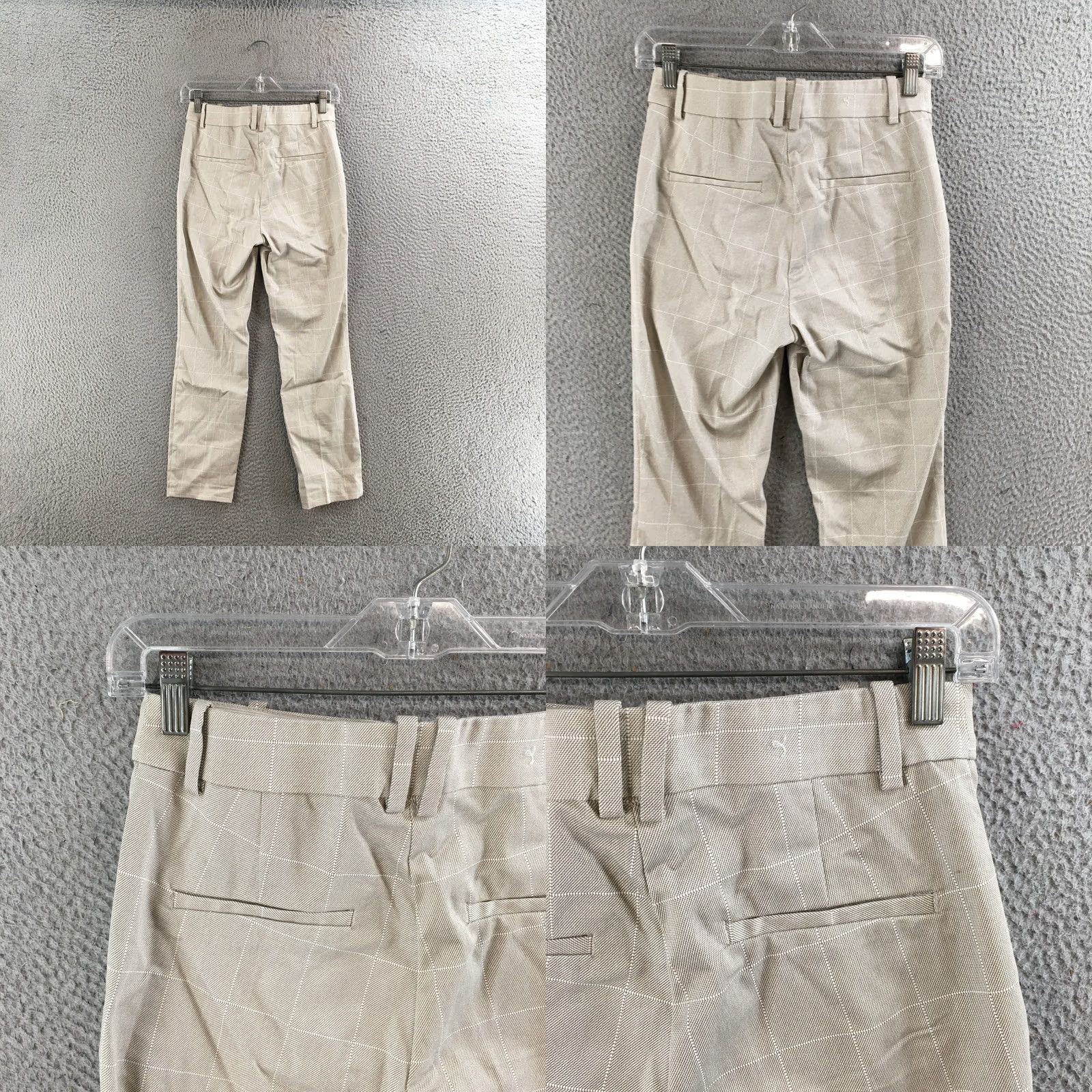 H&M H&M Skinny Crop Trouser Pants Womens 4P Beige Plaid Mid Rise Flat Front Zip Pants X-Small? No, 4P is size; keep as 4P. Size 27" / US 4 / IT 40 - 9 Thumbnail