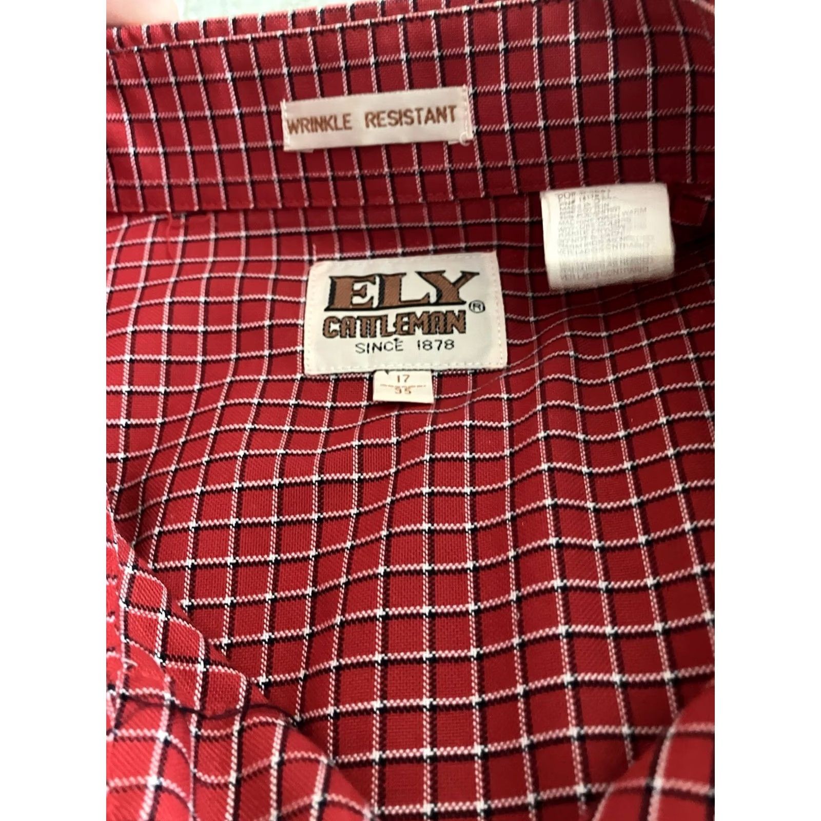 Vintage Ely Cattleman Western Shirt Mens 17/35 Red Windowpane Pearl Snap Cowboy Shirt Size US XL / EU 56 / 4 - 5 Thumbnail