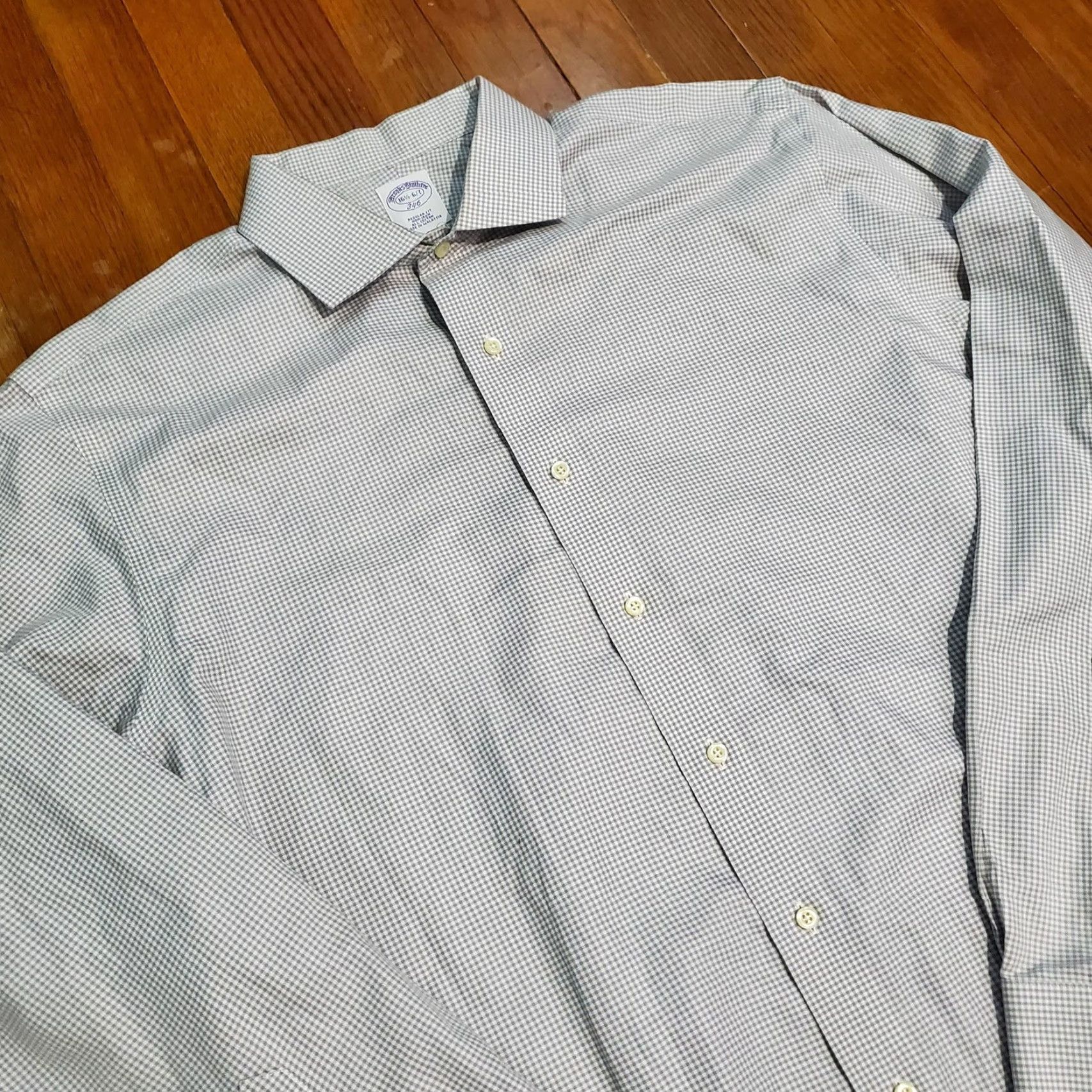 Brooks Brothers Brooks Brothers 346 Shirt Mens Extra Large Gray Plaid Regular Fit Non-Iron Dress Shirt Size 46R - 4 Thumbnail