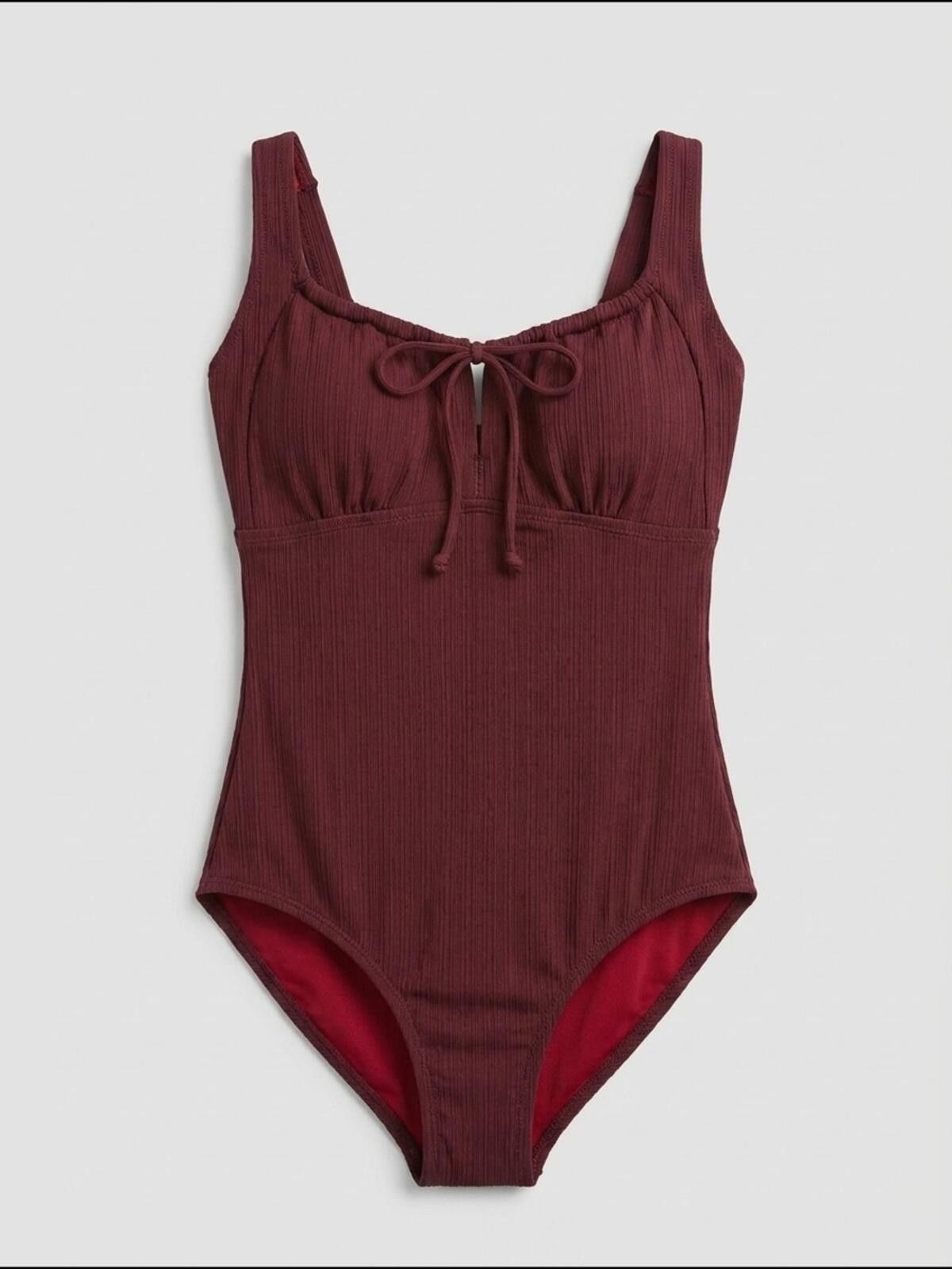 Other Ribbed One-Piece Swimsuit in Burgundy Size ONE SIZE - 1 Thumbnail