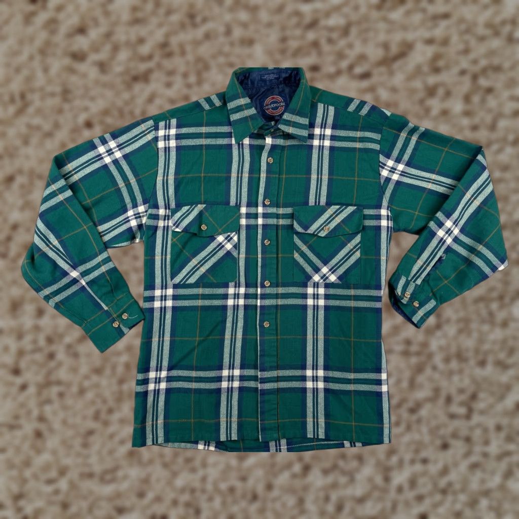 Vintage VINTAGE Claybrooke Shirt Mens Large Green Plaid 100% Acrylic Flannel Button Up Casual Workwear Fall Winter Green Mens Plaid Shirt Size US L / EU 52-54 / 3 - 1 Thumbnail