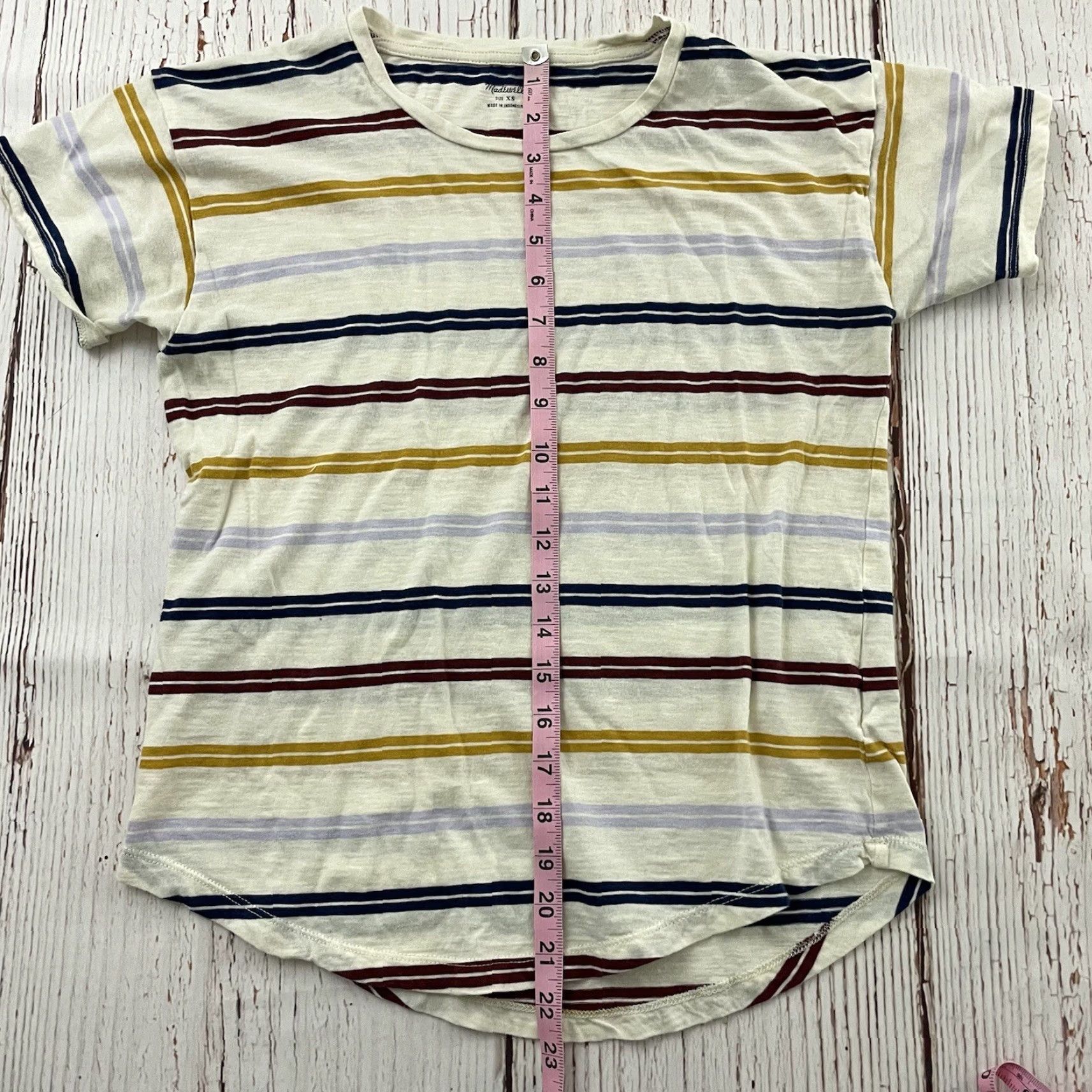 Madewell Madewell Short Sleeve T-Shirt Women XS Beige Striped Shirt, Womens, T-Shirt, XS Size XS / US 0-2 / IT 36-38 - 4 Thumbnail