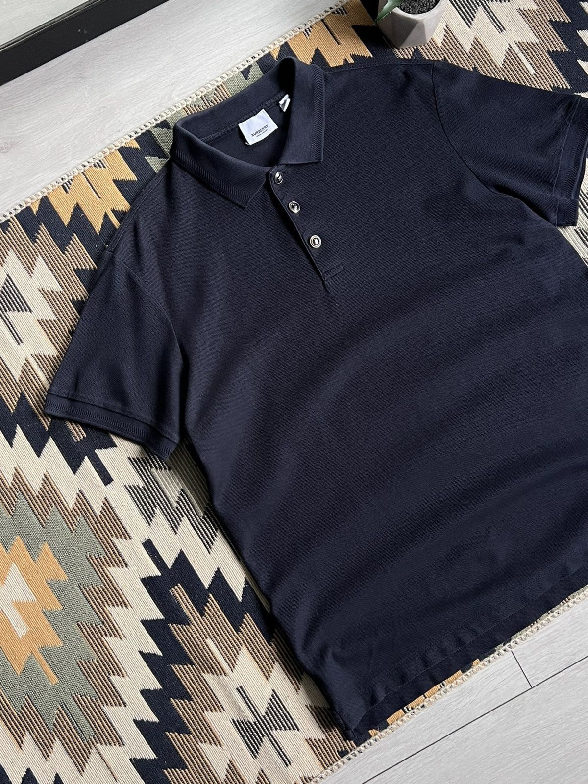 Burberry Burberry Luxury Navy Polo T-shirt Size US L / EU 52-54 / 3 - 4 Thumbnail