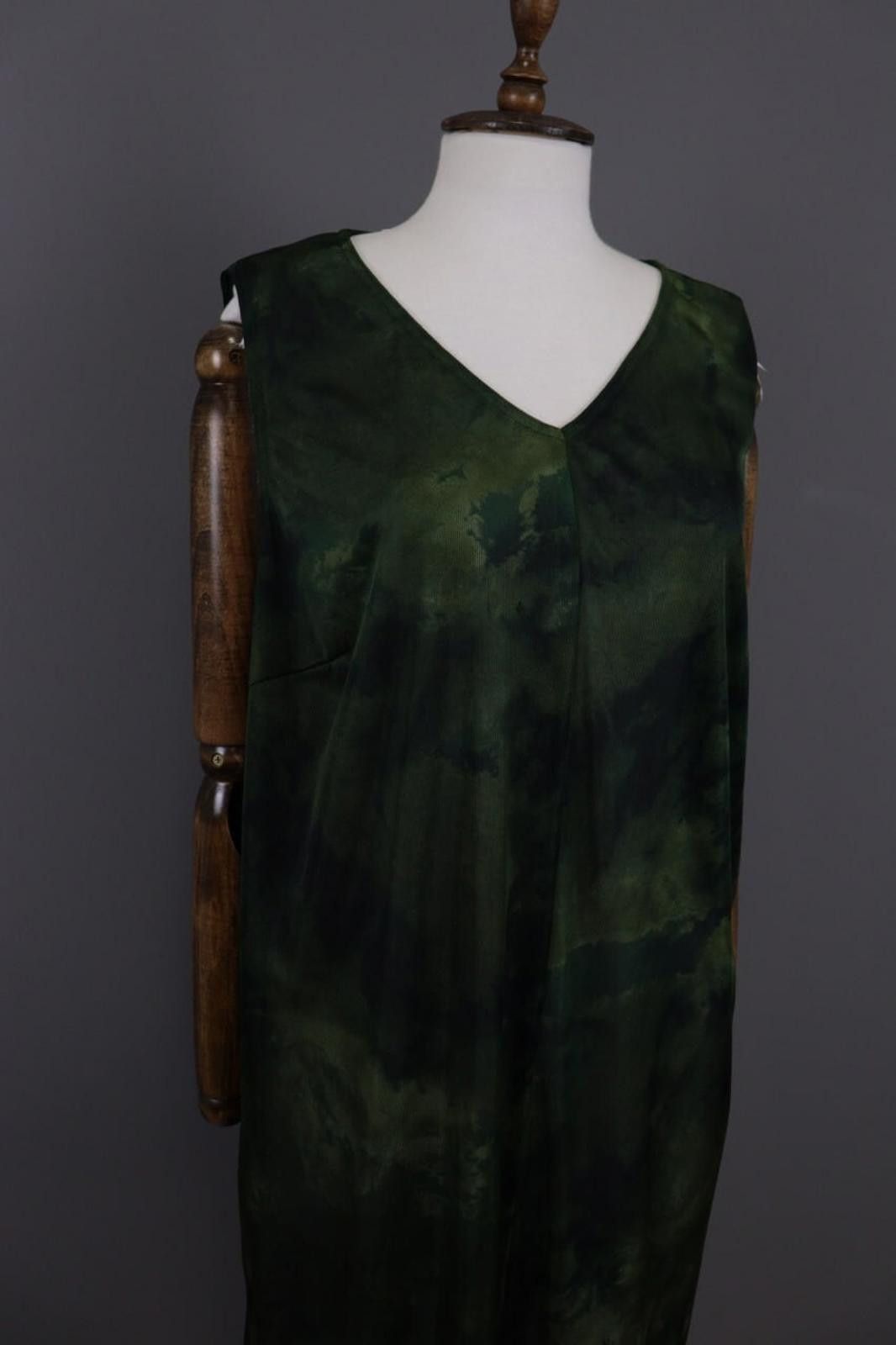 Designer Marina Sport Green Printed V-Neck Summer Knee Dress Size 27 Size M / US 6-8 / IT 42-44 - 5 Thumbnail