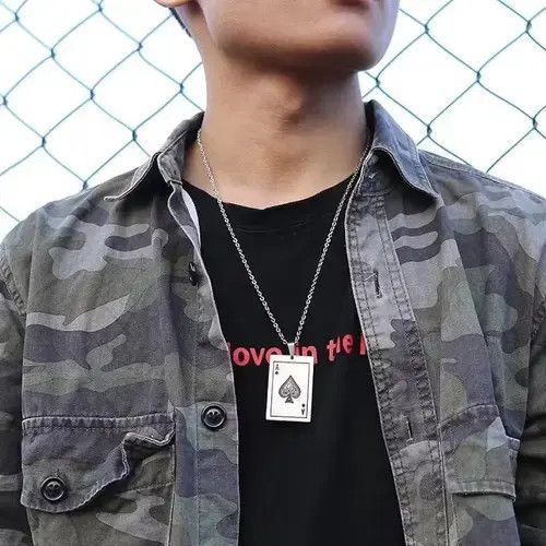 Jewelry Poker Ace of Spades Pendant Necklace Size ONE SIZE - 2 Thumbnail