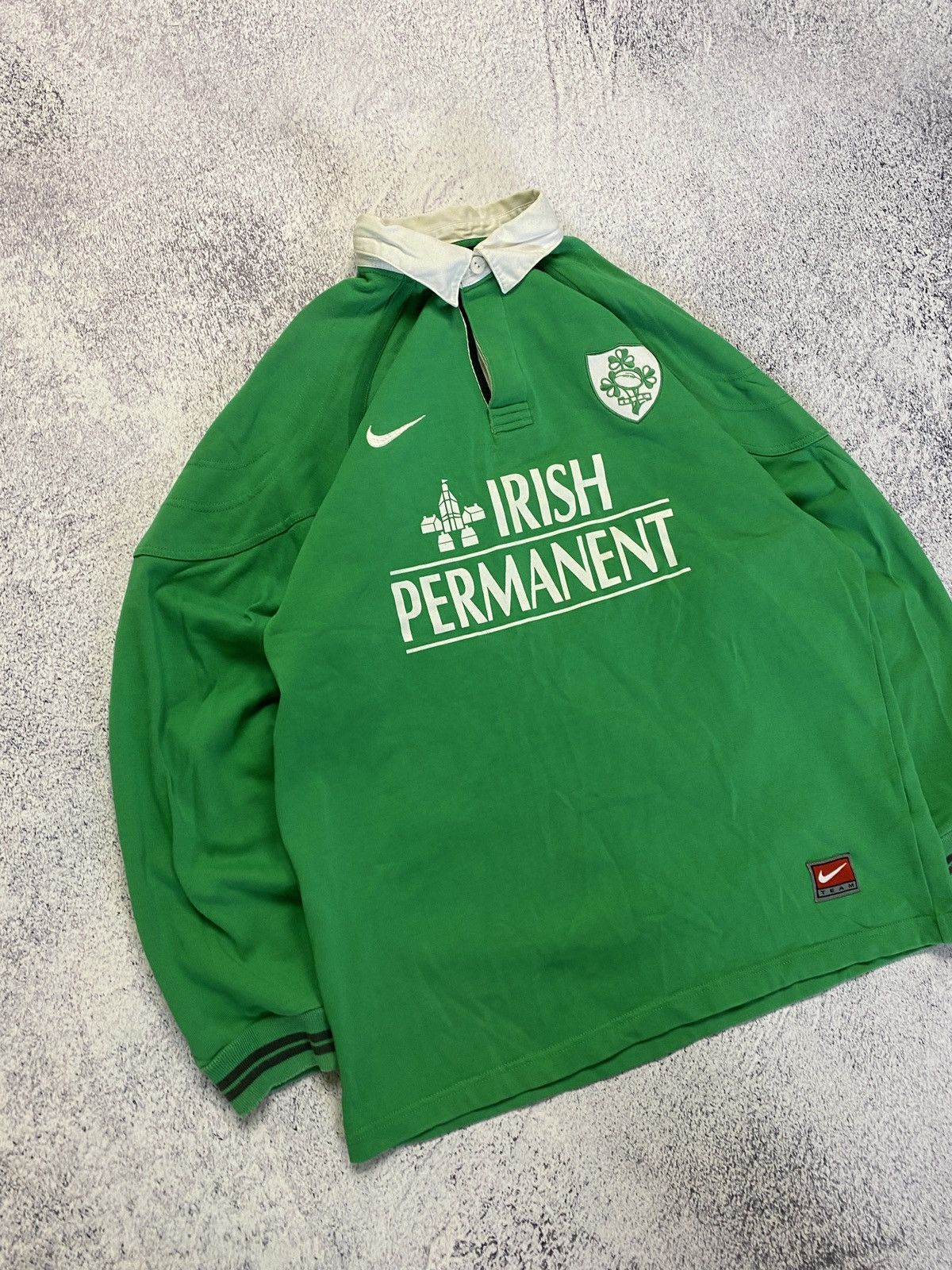Nike × Vintage Vintage 1999 Nike Ireland Long Sleeve Rugby Shirt Size US L / EU 52-54 / 3 - 3 Thumbnail