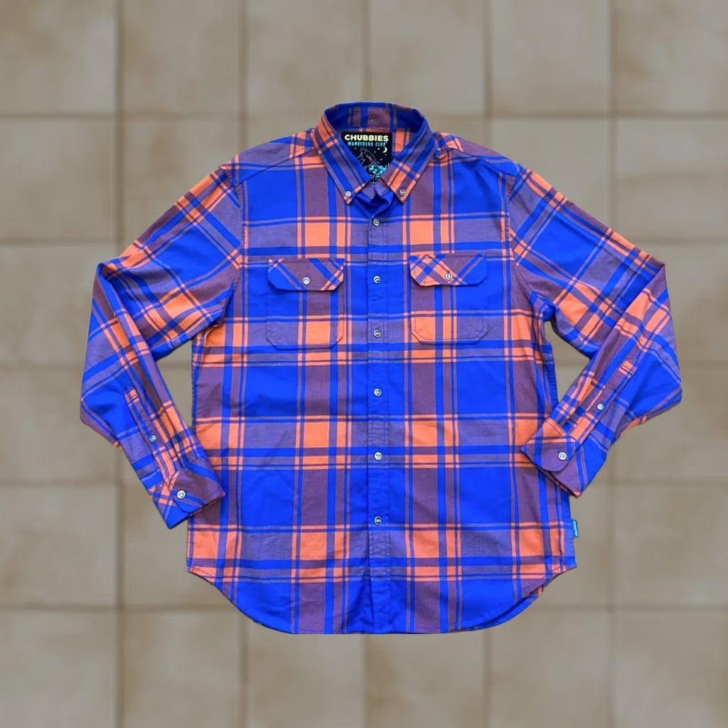 Chubbies Chubbies Button-Up Shirt Plaid Flannel Blue/Orange In Tent Wanderers Club Sz L Mens Shirt Size US L / EU 52-54 / 3 - 1 Thumbnail