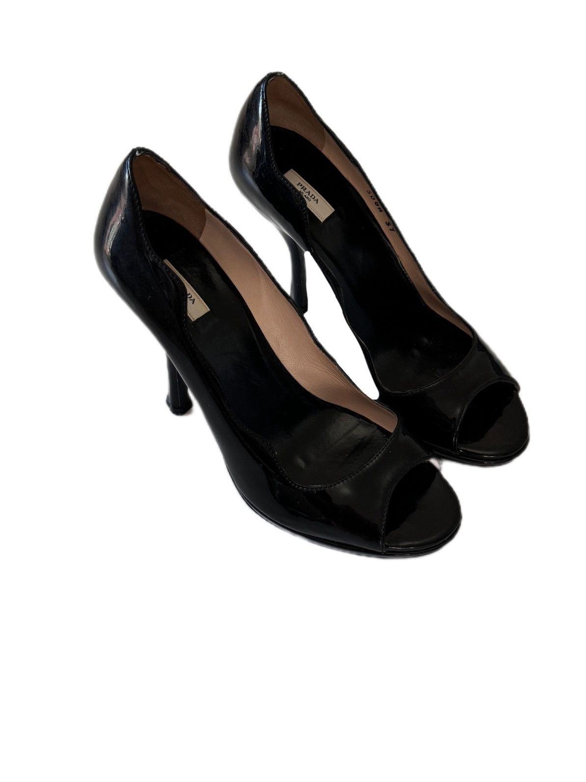 PRADA Patent open toe shoes