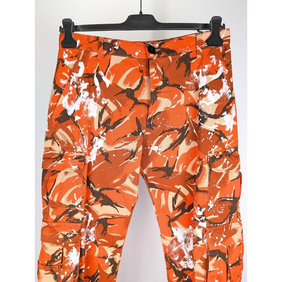 Martine Rose o1rshd1 Printed Cotton Twill Cargo Trousers in Orange Size US 32 / EU 48 - 2 Thumbnail