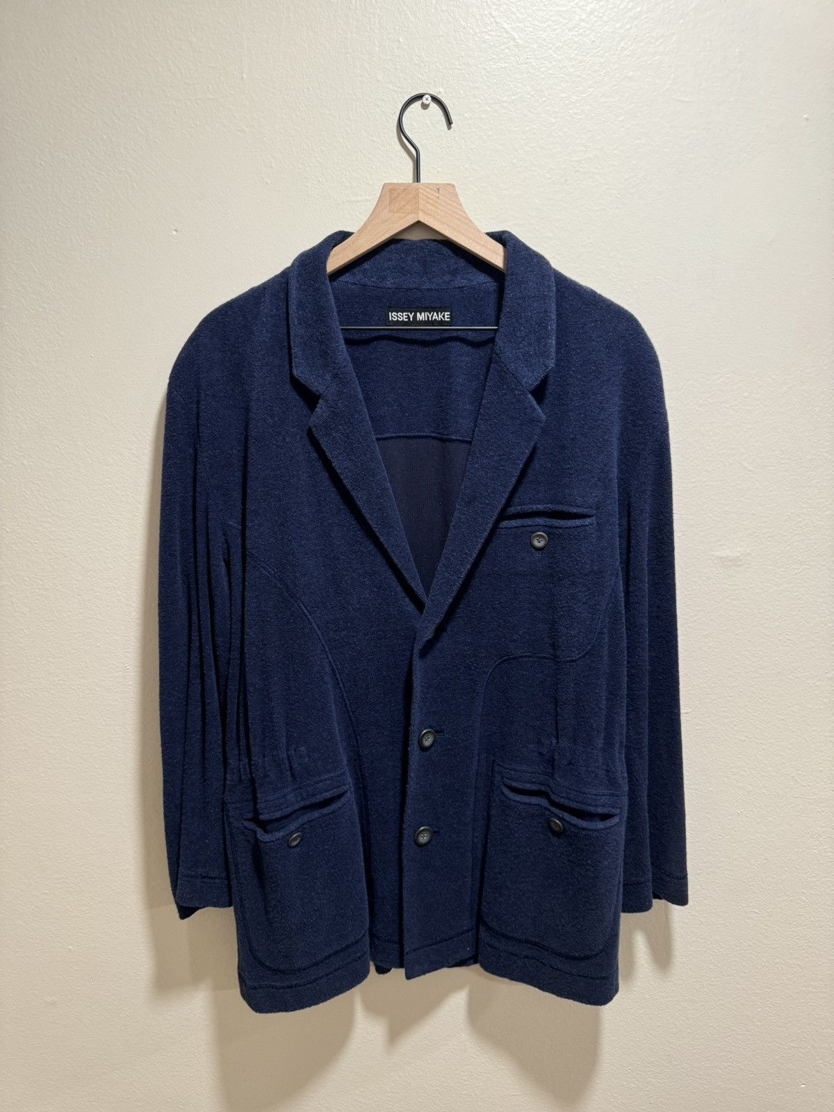 Issey Miyake 90's Issey Miyake Navy Pile Jacket Size US M / EU 48-50 / 2 - 1 Thumbnail