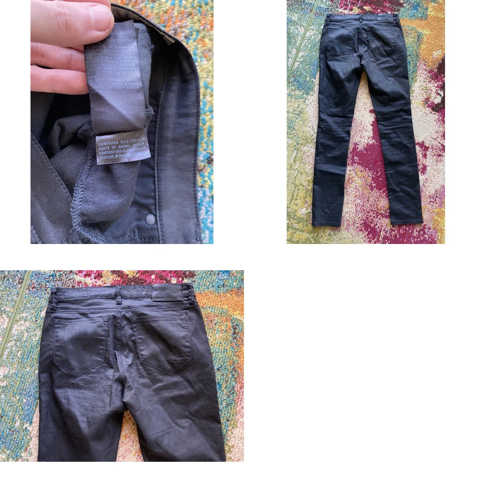 Allsaints AllSaints Pants Womens 29x30 Black Ashby Skinny Fit Low Rise Shiny Stretch} Size 29" - 8 Thumbnail