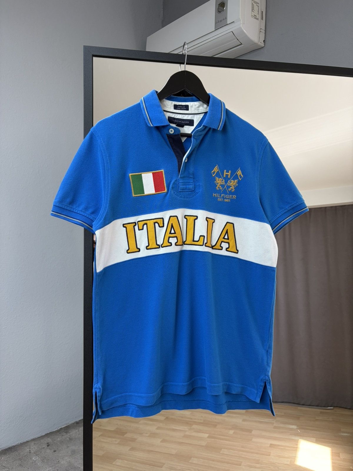Polo Ralph Lauren Italia Polo Tee Blue 🇮🇹 Vintage Style Big Logo Flag y2k Rugby Size US M / EU 48-50 / 2 - 2 Thumbnail
