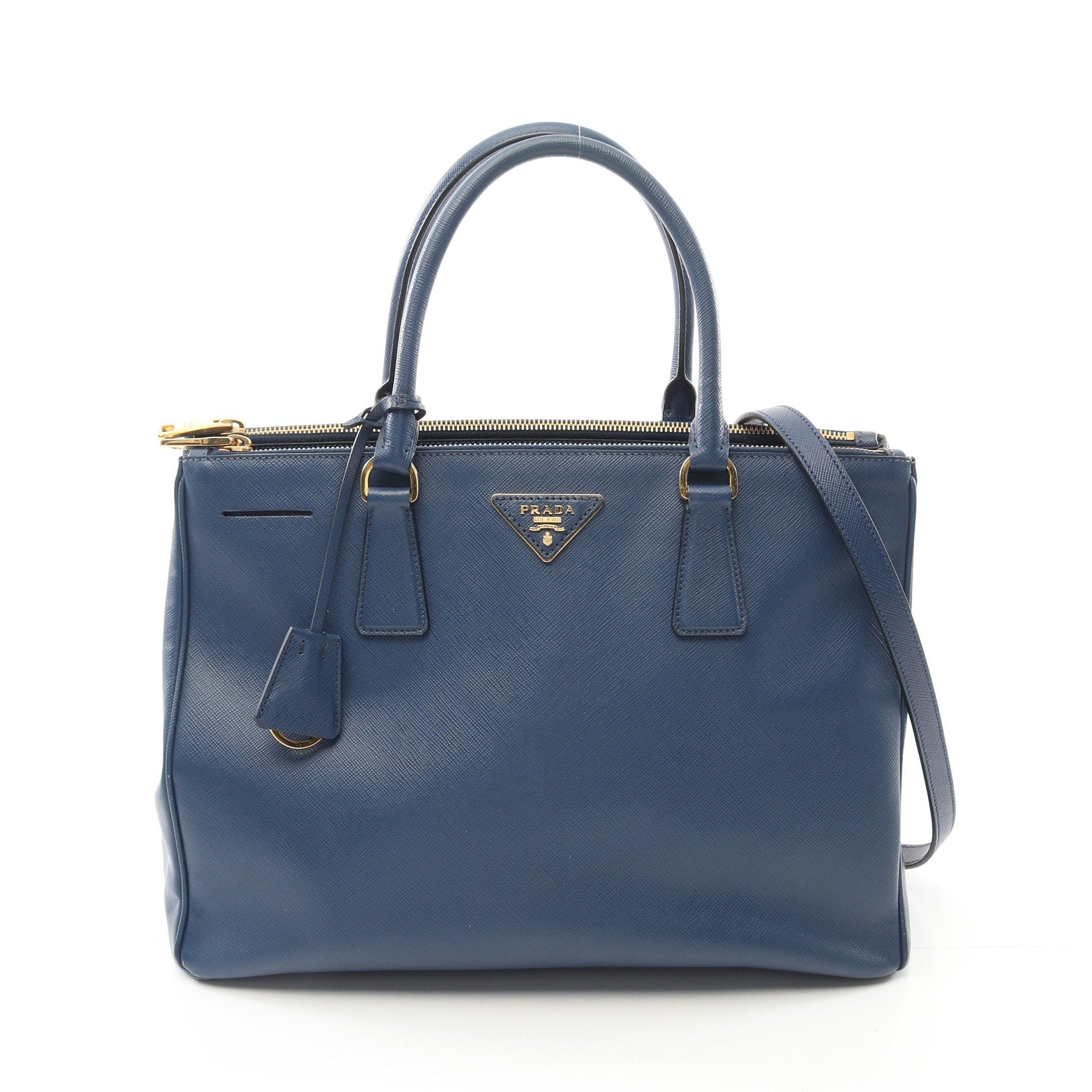 Prada Prada Saffiano Lux Galleria Handbag Leather Blue Size ONE SIZE - 1 Thumbnail