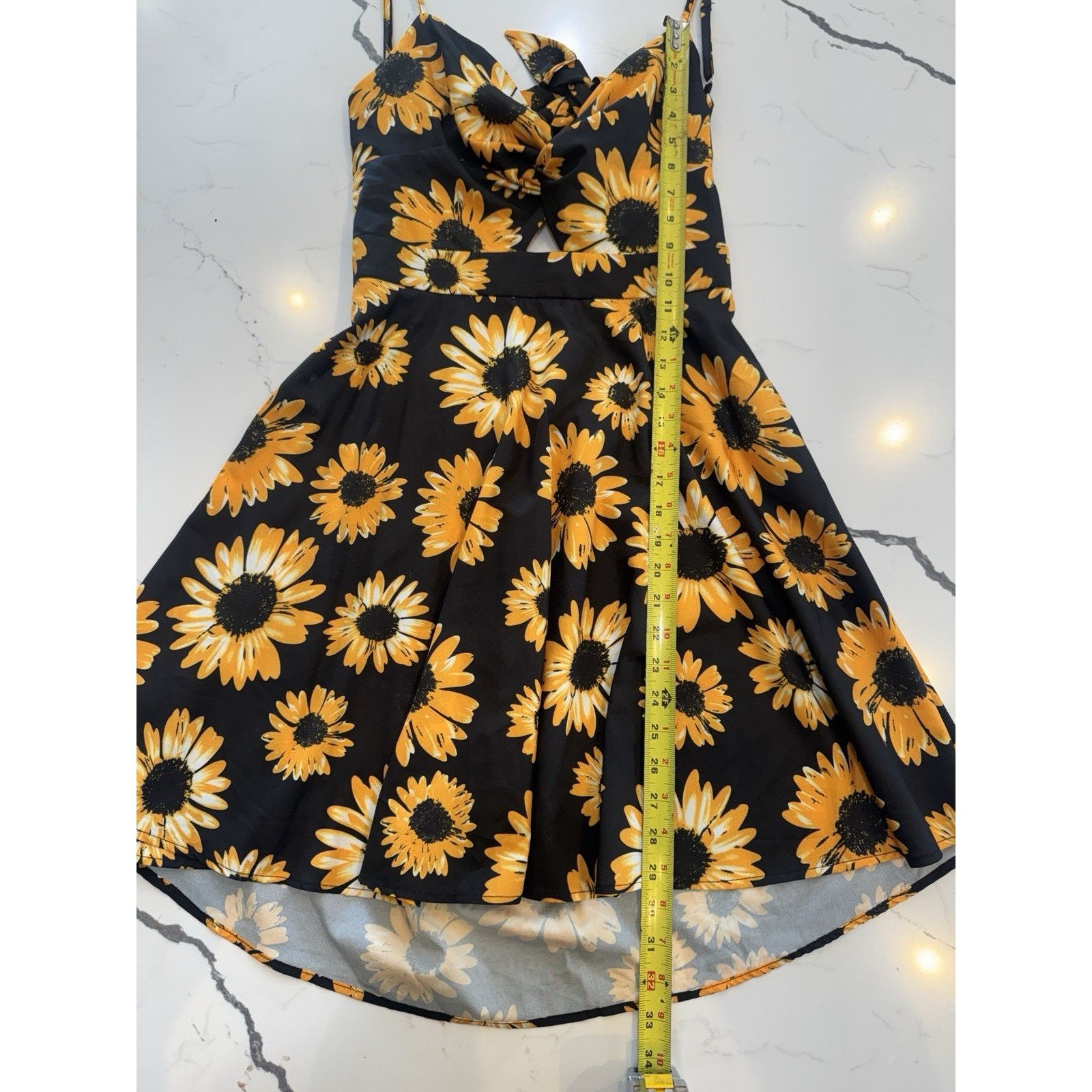 Shein SHEIN Sunflower Floral Mini Dress Womens XL Black Yellow Size XL / US 12-14 / IT 48-50 - 3 Thumbnail