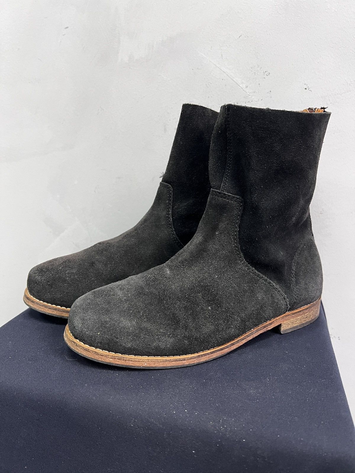 A.S.98 Ankle suede leather boots front zip guidi style gudrun Size US 7.5 / EU 40-41 - 6 Thumbnail