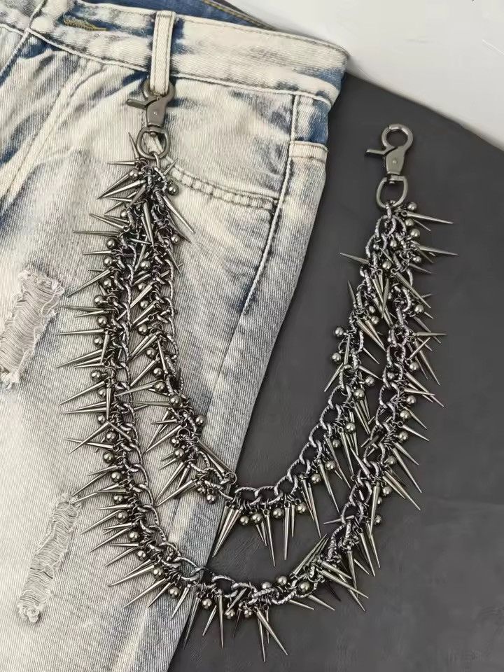 Jewelry Exaggerate Heavy Punk Double-layer Rivet Waist chain Size ONE SIZE - 2 Thumbnail