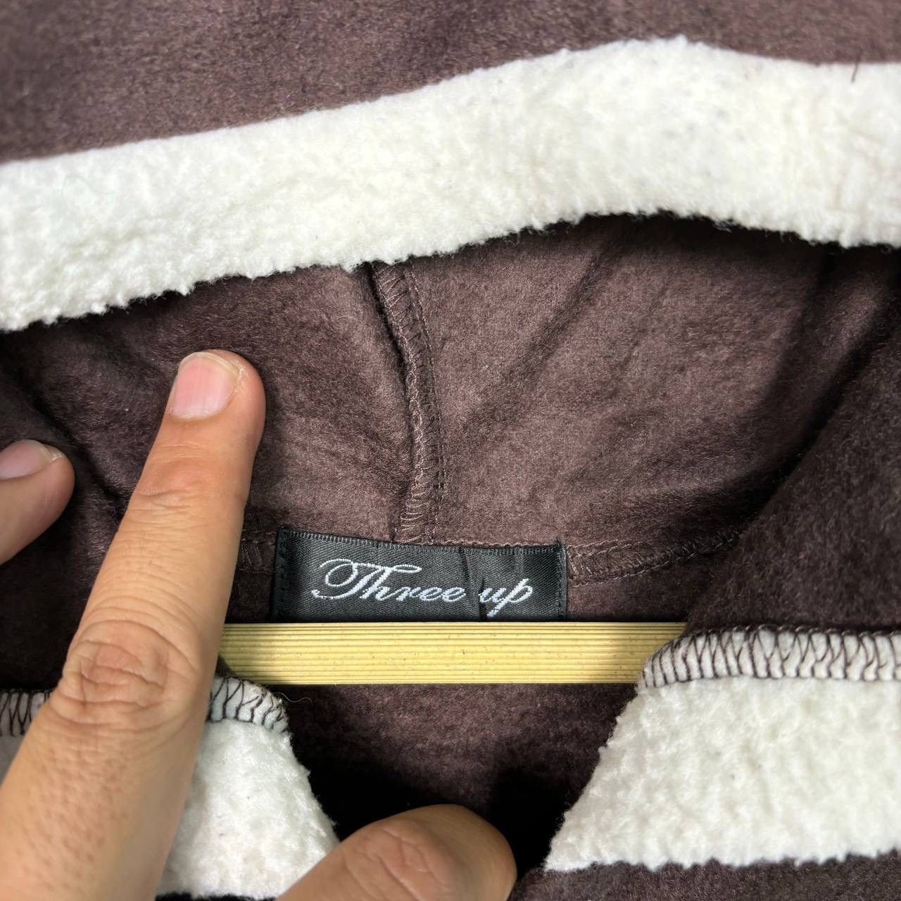 Japanese Brand THREE UP Brown Faux Shearling Hooded Cape Poncho Y2K Size US M / EU 48-50 / 2 - 4 Thumbnail