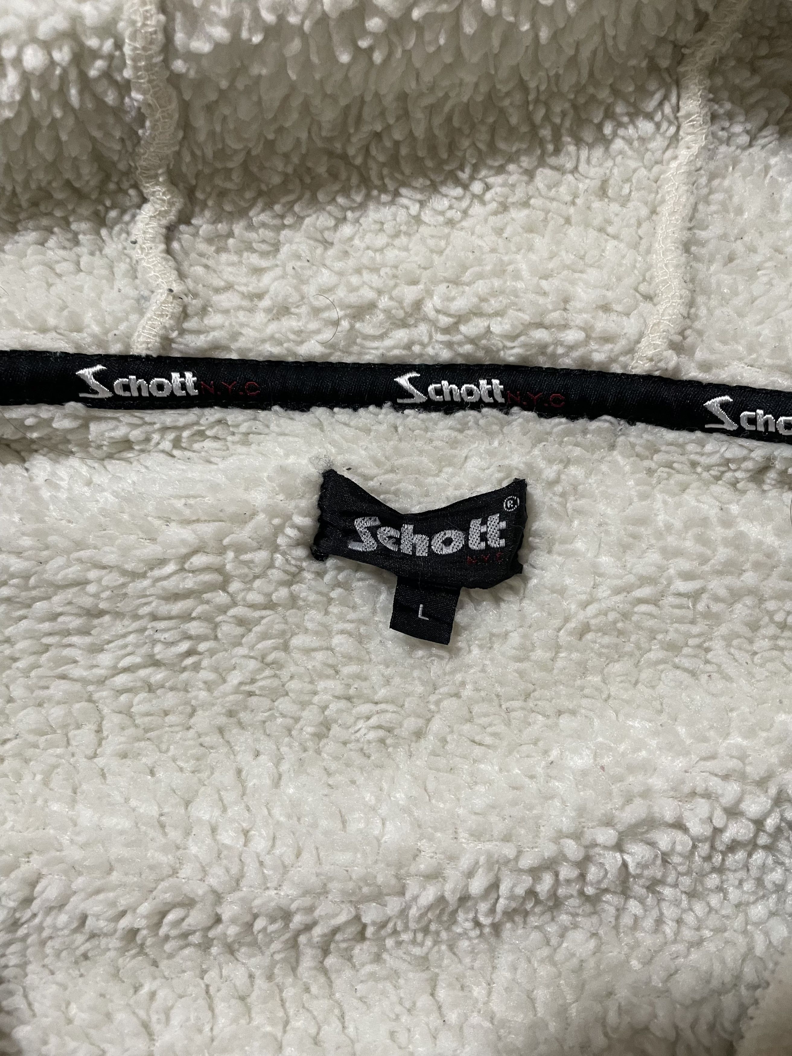 Schott White Schott Sherpa Fleece Zip Hoodie Size US L / EU 52-54 / 3 - 3 Thumbnail
