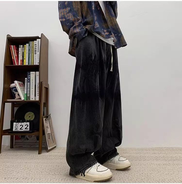 image of Casual Hip-Hop Tie Dye Jeans in Black, Men's (Size 34)