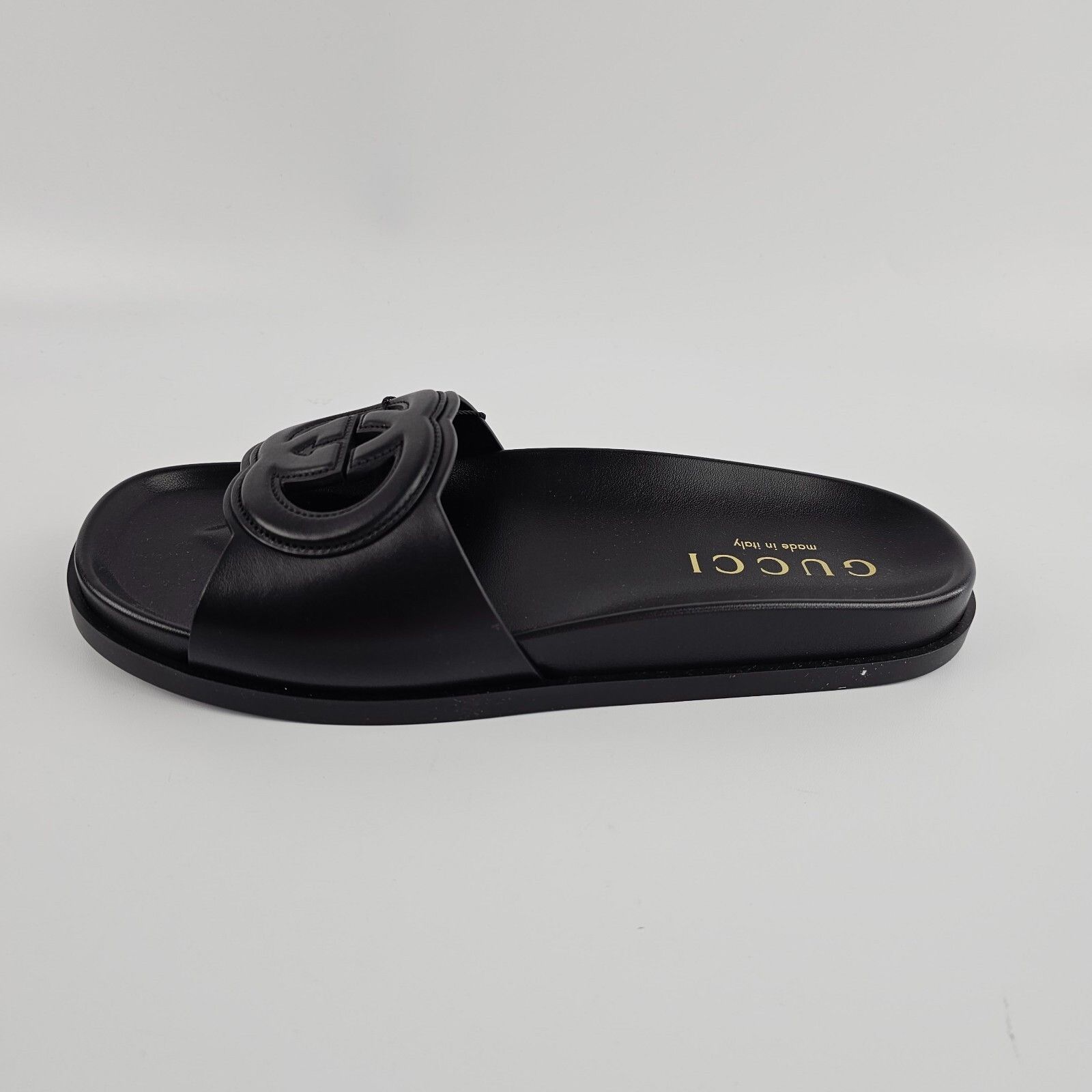 Gucci GUCCI Interlocking G $920 Black Leather Sandals New & Authen Size US 6 / IT 36 - 4 Thumbnail