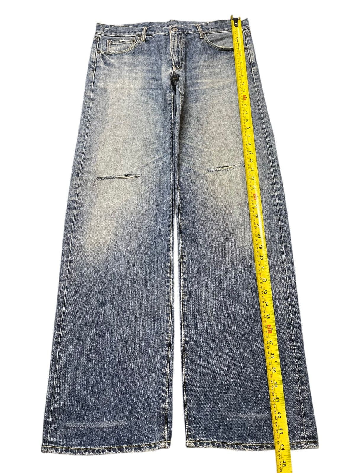Uniqlo Vintage Japanese Uniqlo Blue Faded Wash Distress Baggy Jeans Size US 36 / EU 52 - 12 Thumbnail