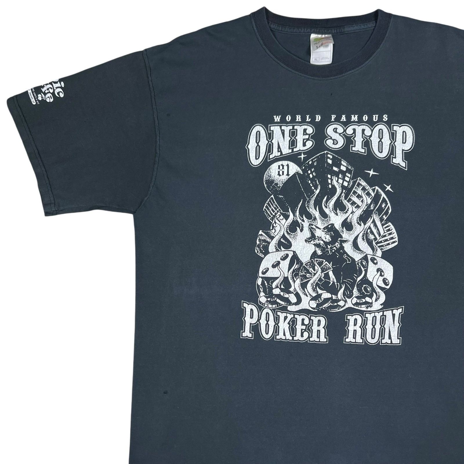 Fruit Of The Loom × Vintage Vintage Vaudeville One Stop Poker Run outlaw biker faded tee Size US XL / EU 56 / 4 - 4 Thumbnail