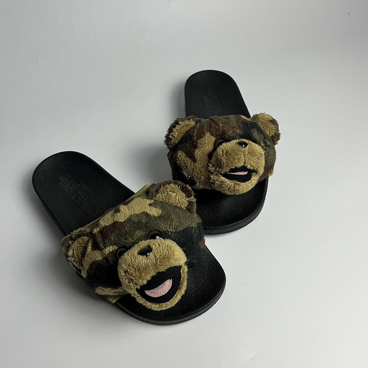 Adidas x Jeremy Scott Camo Teddy Bear Adilette Slides