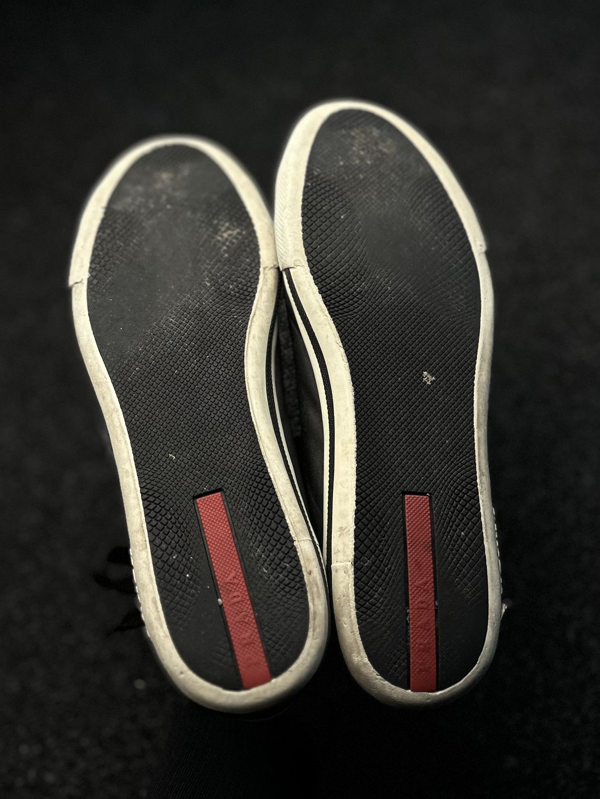 Prada Prada Red Tab Leather High Top Sneakers Size 8.5 EU 41 Black Size US 8.5 / EU 41-42 - 5 Thumbnail