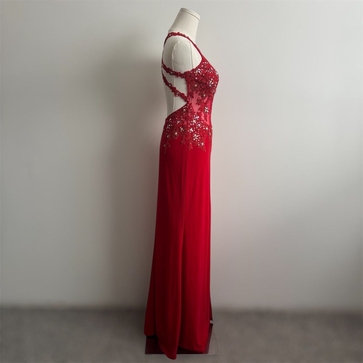 Other DANCING QUEEN Red Mesh Lace High Neck Formal Prom Gown Dress Size XS / US 0-2 / IT 36-38 - 11 Thumbnail