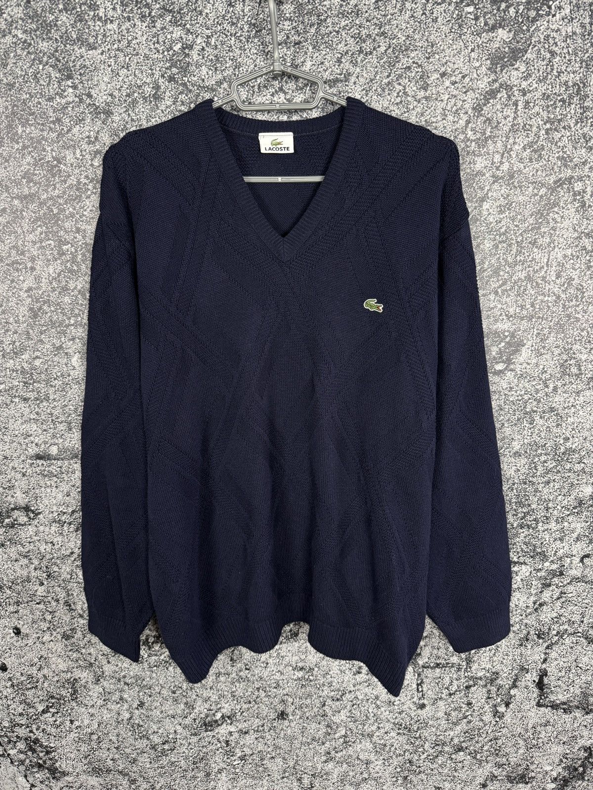Lacoste Lacoste Vintage V-Neck Knit Sweater Pullover Blue Size 7 Size US XL / EU 56 / 4 - 1 Thumbnail