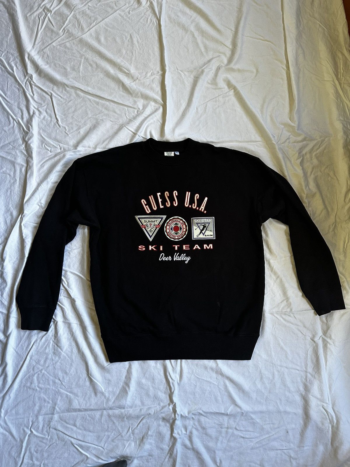 image of Guess Ski Team Crewneck in Black, Men's (Size Large)