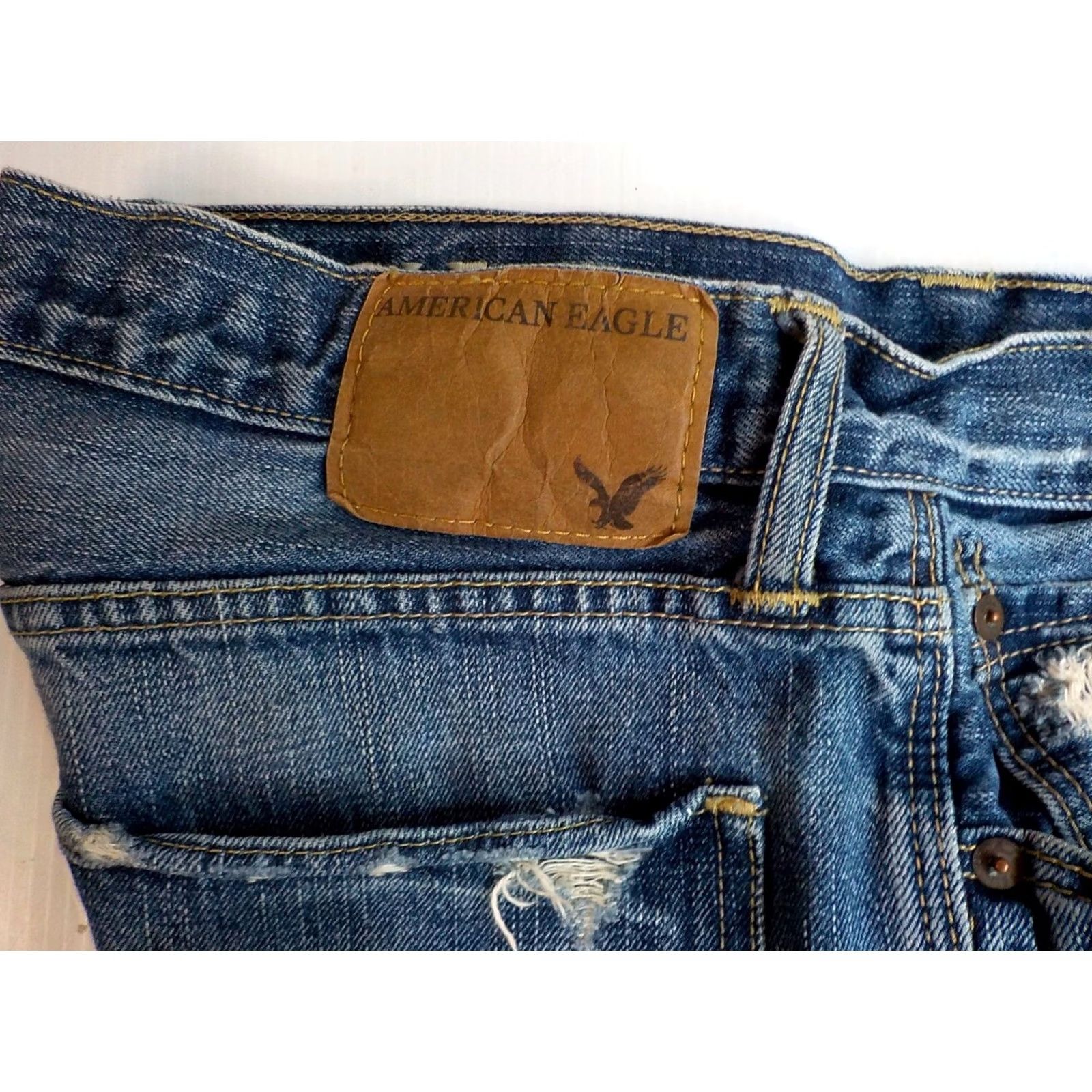American Eagle Outfitters AMERICAN EAGLE Bootcut Distressed Men's Jeans-Blue-Cotton-SZ 34/33 Jeans Size US 34 / EU 50 - 3 Thumbnail