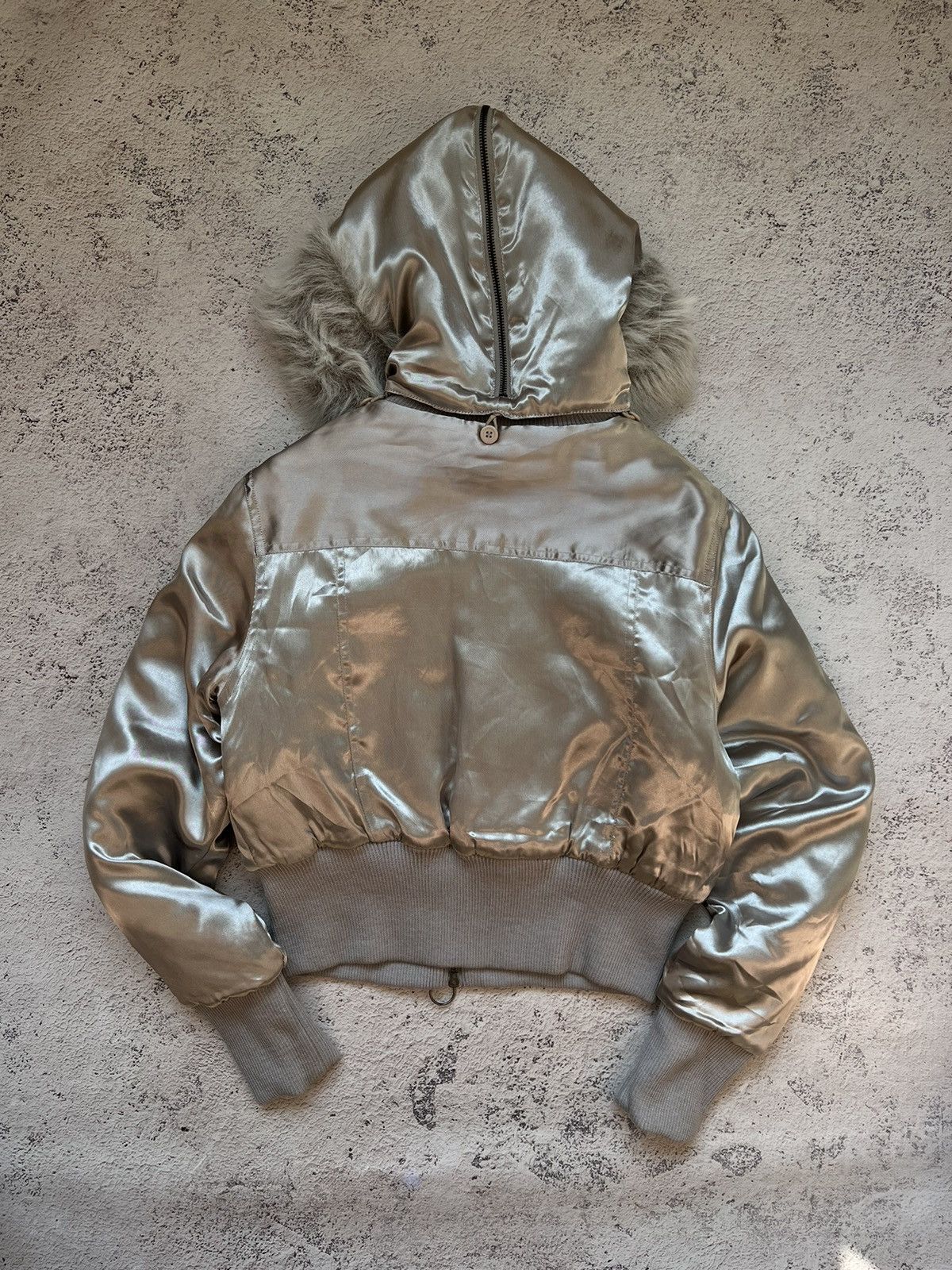 Le Grande Bleu (L.G.B.) Y2K RARE FAUX FUR CROPPED BOMBER JACKET JAPANESE GOA STYLE Size M / US 6-8 / IT 42-44 - 8 Thumbnail