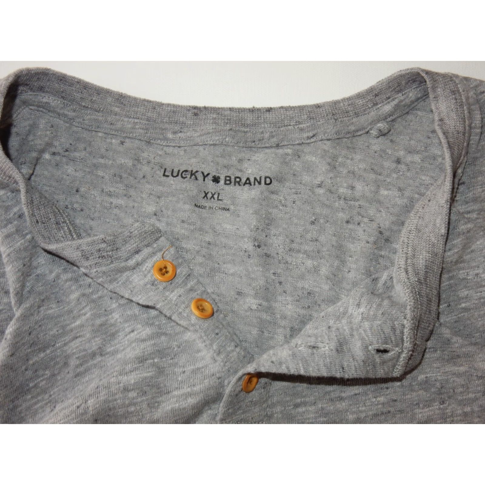 Lucky Brand Lucky Brand Men's T-Shirt Short Sleeve Gray 2XL Cotton/Poly/Linen Blend Henley Shirt Mens Size US XXL / EU 58 / 5 - 3 Thumbnail