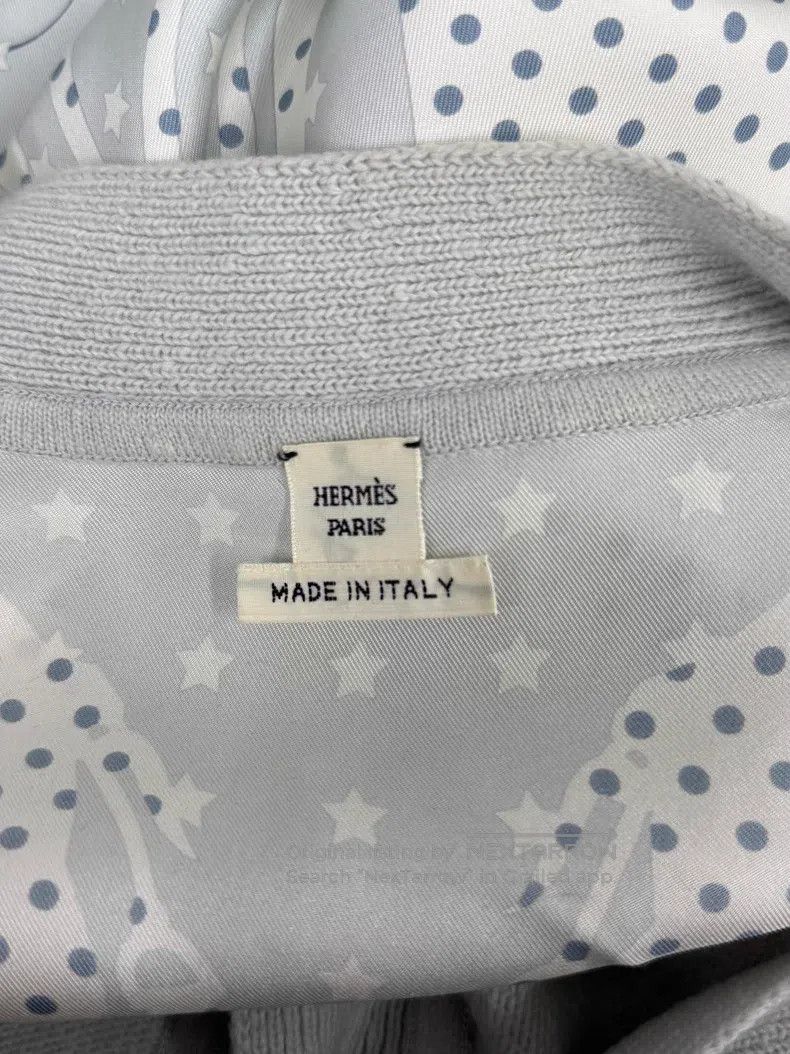 Hermes Hermes Light blue knit and silk printed cardigan Size XS / US 0-2 / IT 36-38 - 4 Thumbnail