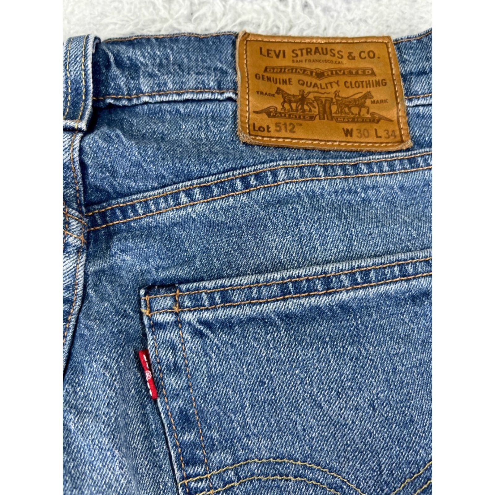 Levi's VINTAGE Levis Jeans Adult 30 Blue Denim Levi's 502 Slim Straight 5-Pocket Denim Jeans 30x28 Cotton Blend Distressed Medium Wash Mens Jeans Size US 30 / EU 46 - 4 Thumbnail
