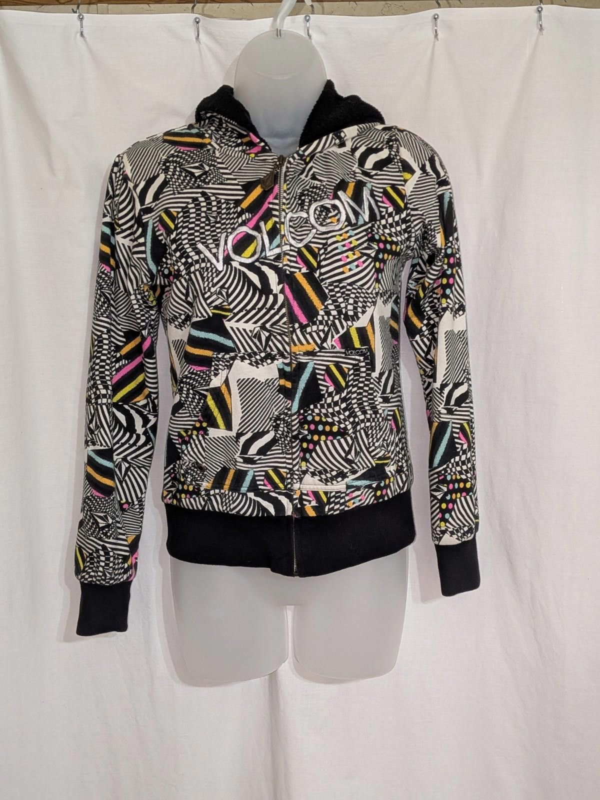 Volcom VTG Y2K Volcom Neon Trippy Geometric Zip Up Skater Hoodie XS Size XS / US 0-2 / IT 36-38 - 1 Thumbnail