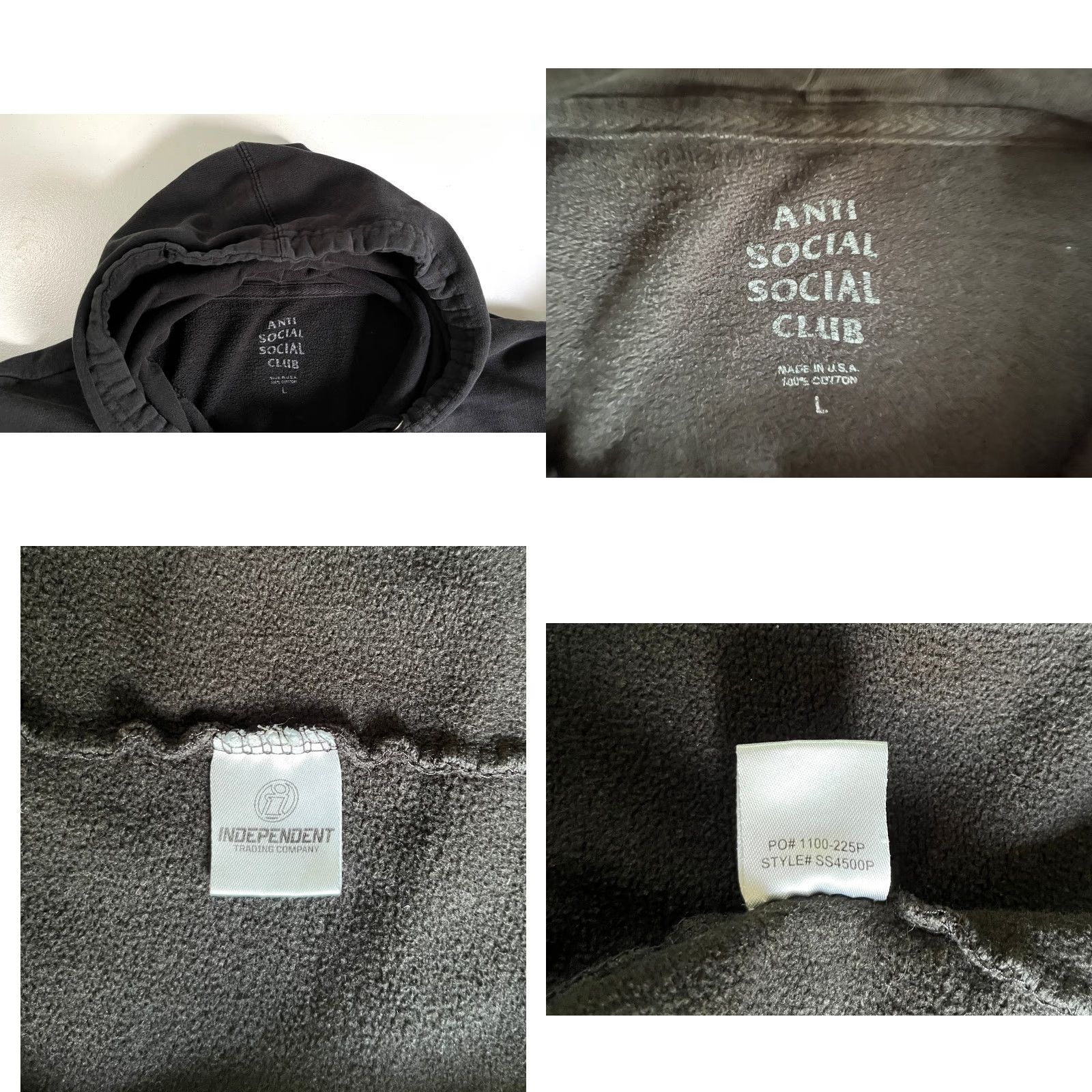 Anti Social Social Club Anti Social Social Club Hoodie SS4500P Black - Men's Long Sleeve, Double-Sided Graphic Print, Hooded, Fleece, Size L Size US L / EU 52-54 / 3 - 8 Thumbnail