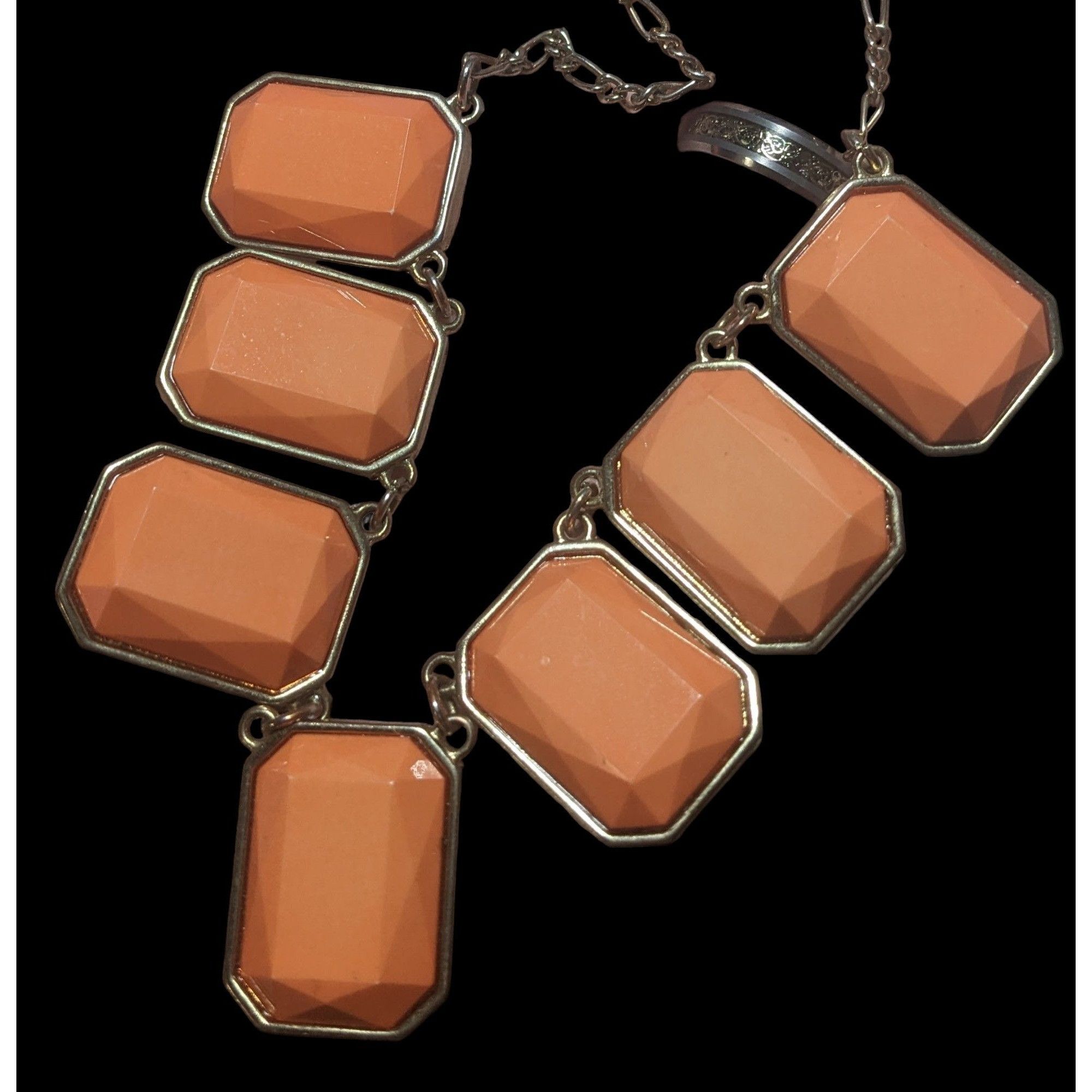 Other Vintage Style Orange Gemstone Statement Necklace Size ONE SIZE - 2 Thumbnail