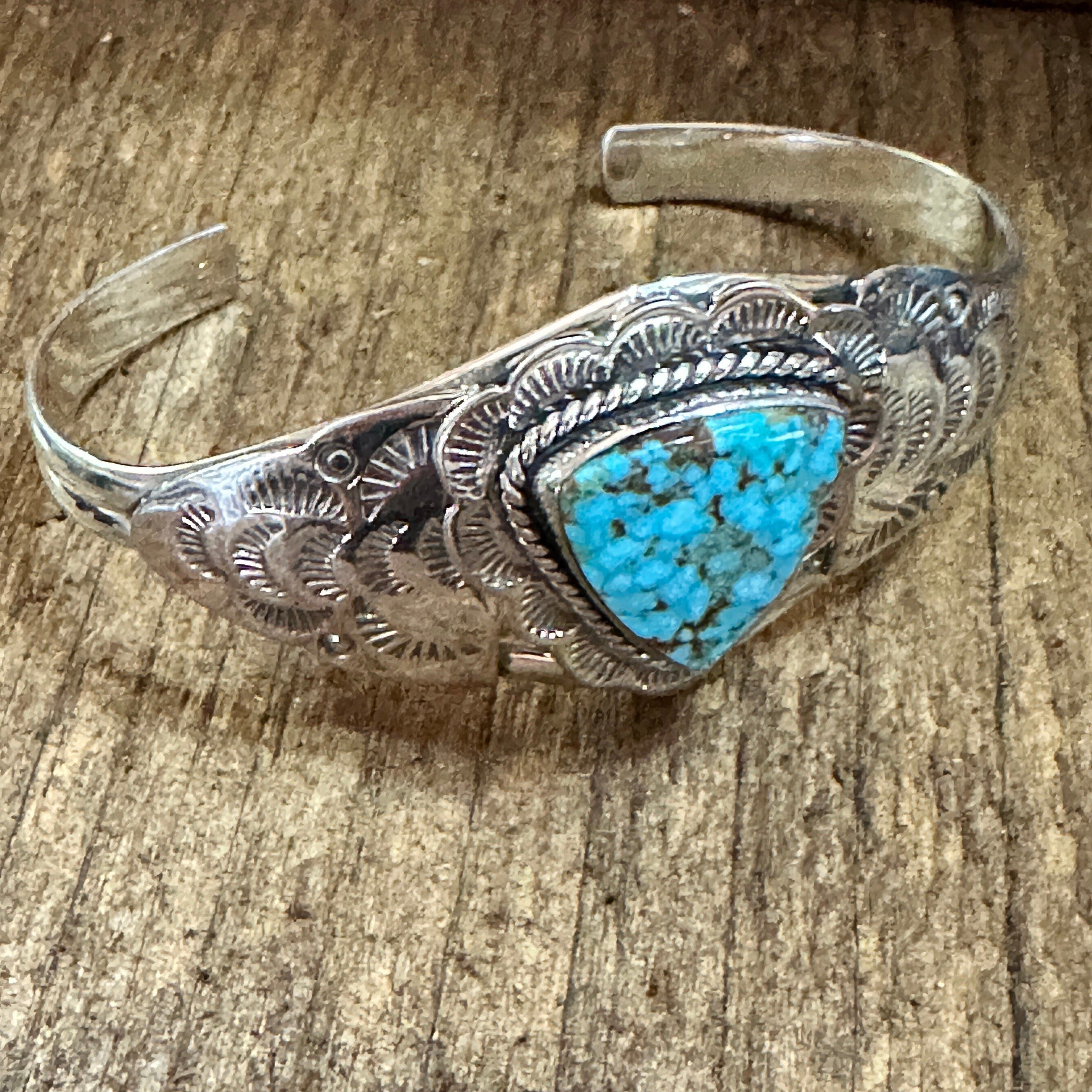 Other Handmade Sterling Silver & Kingman Turquoise Cuff Bracelet, Size ONE SIZE - 5 Thumbnail
