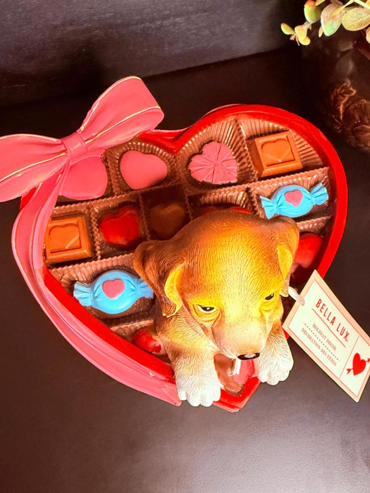Other Bella Lux Valentine Puppy Chocolate Box Heart Decor NWT Size ONE SIZE - 5 Thumbnail