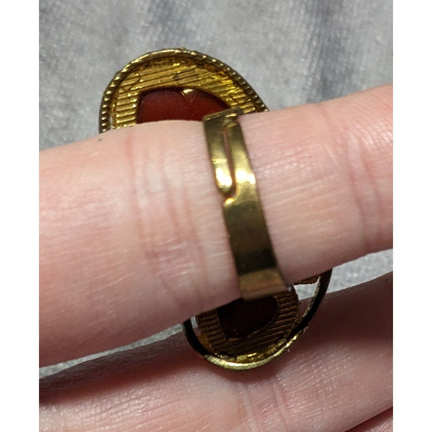 Other Steampunk Heart Shaped Orange And Gold Tone Adjustable Ring Size ONE SIZE - 10 Thumbnail